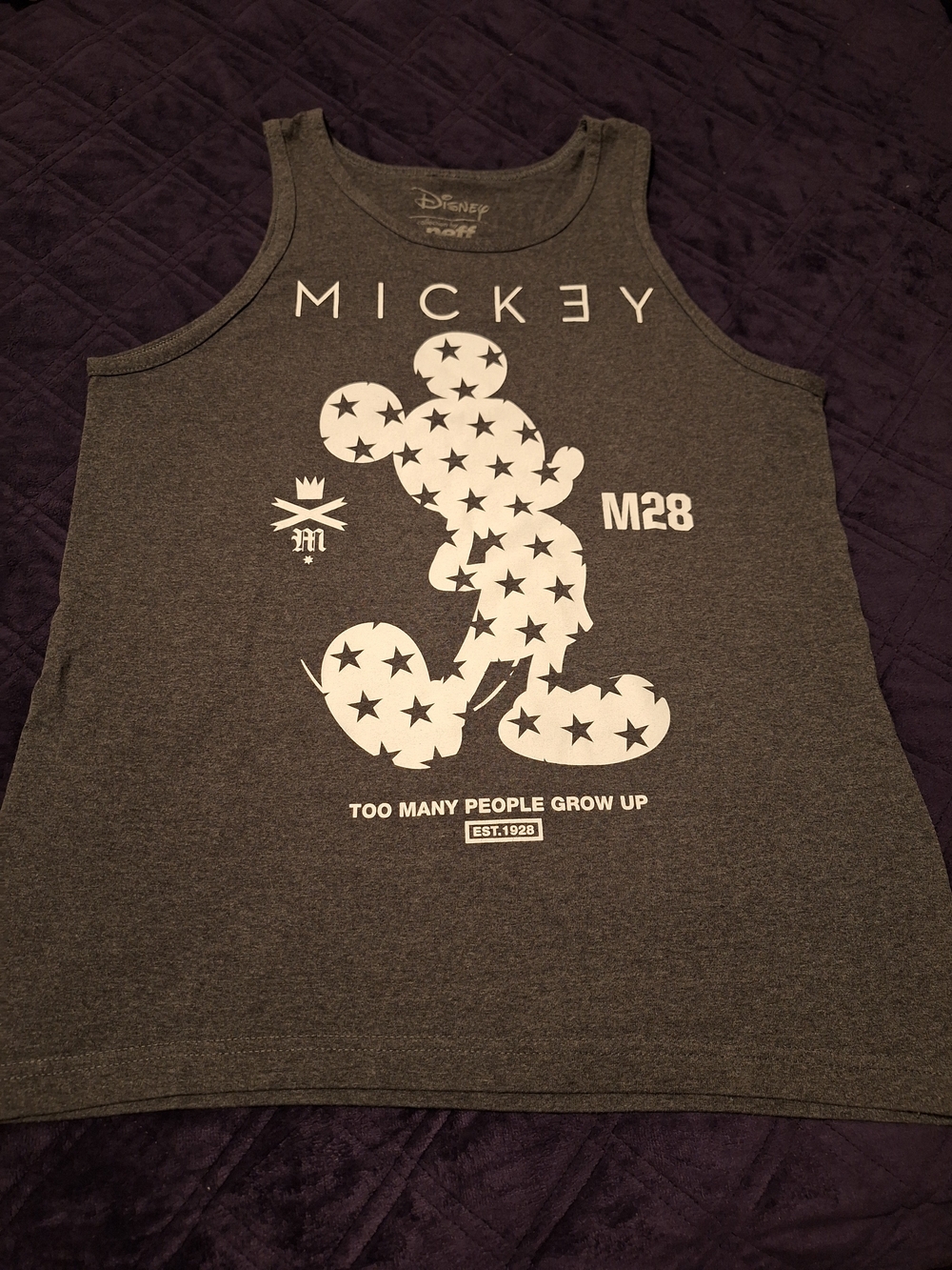 Disney Neff Grey Mickey Star-Print Adult Tank Top